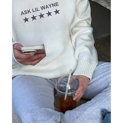 qgtao Y2K Sweaters Harajuku Pullover Autumn Winter Long Sleeve Knitwear Streetwear Punk Jumper Women Graphic Clothes Vintage Warm Tops