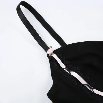 qgtao Y2K Sexy Corset Crop Tops Women Aesthetic Bandage Slim Tank Top Streetwear Harajuku Camis Backless Goth Punk Camisoles