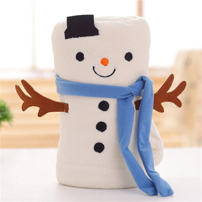 Cute Christmas Present Throw Blanket Lovely Santa Claus Flannel Fleece Sofa Blankets Portable Anti-Pilling Cartoon Shawl Blanket