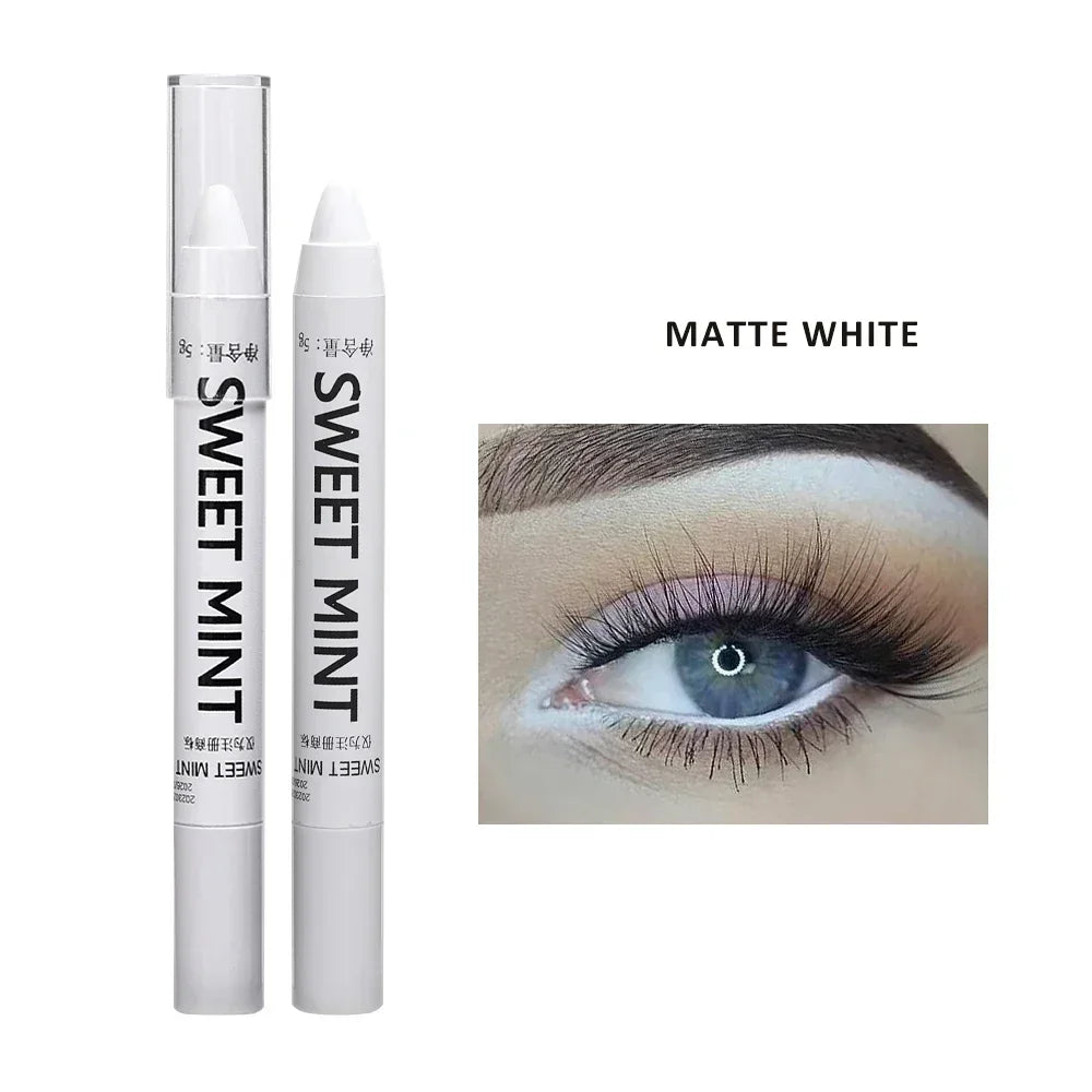 qgtao  -  White Pearl Highlighter Brightening Glitter Eyeshadow Stick Eye Shadow Lying Silkworm High-gloss Pen Korean Eyes Makeup Matte