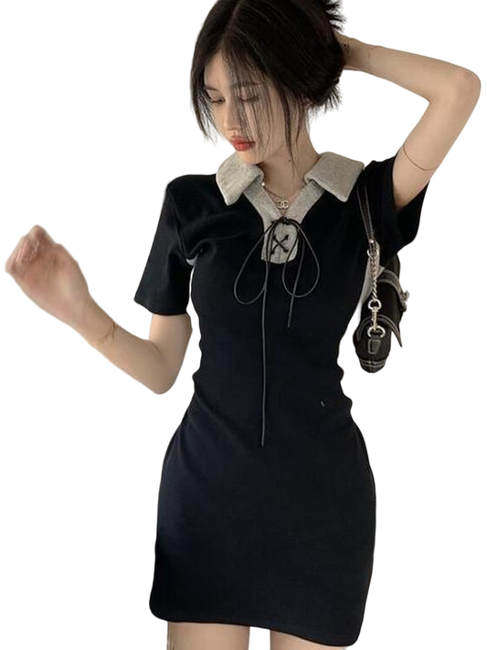 Korean Bodycon Polo Collar Dress