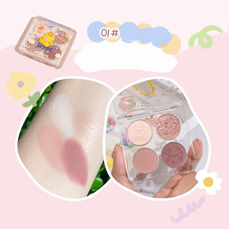 Cute Planet Eyehshadow Palette 4 Color Matte Glitter Eye Makeup Soft Longwear Waterproof Shimmer Eye Shadow Smoky Eyes Cosmetics