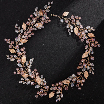 qgtao  -  Gold Alloy Crystal Bead Flower Headband Hair Accessories Tiaras Bridal Headwear Wedding Hair Jewelry Party Prom Headpiece