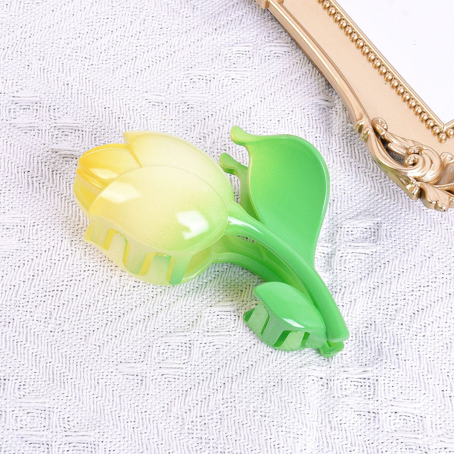 2022 Korean Fashion Pink 3D Tulip Hair Claws Women Girls Summer Shark Clip Hair Accessories Leaves Flowers Ponytail Gradient