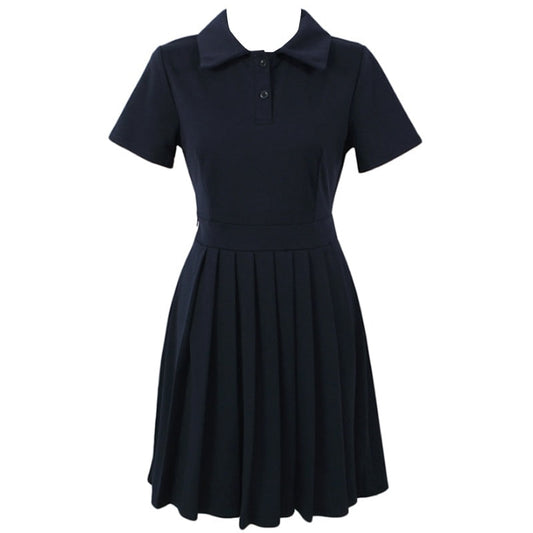 Korean Short Sleeved Navy Dress