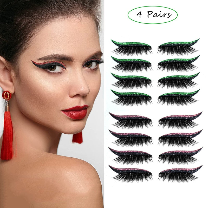 8 Pcs Eyeliner Stencils Eyelash Sticker Kit Makeup Fashion Reusable Eyes Sticker Shiny Eyeliner Stickers Lazy Shaping Tools Sets