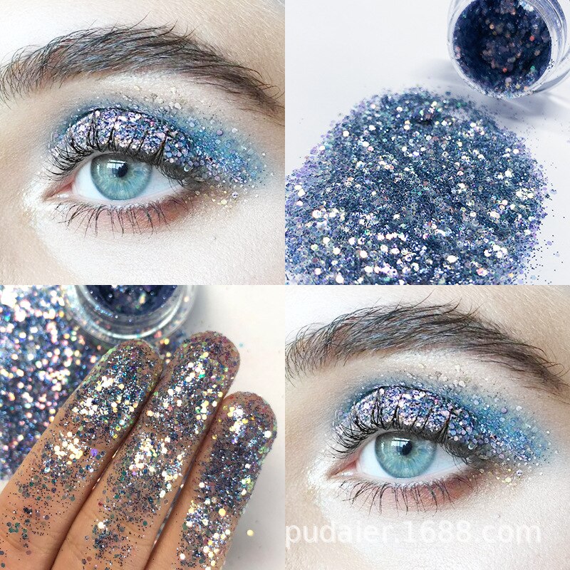 NEW 1Pc Glitter Glam Eye Sparkly Glitter Hair Shimmer Gel Flash Heart Loose Sequins Glitter Eyeshadow Party Face Body Decoration