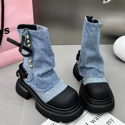 qgtao Comemore  Summer Flats Ankle Cowboy Chelsea Boots Winter Fad Platform Gladiator Goth Shoes 2024 Chunky Motorcycle Women cowboy