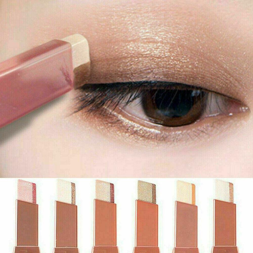 1Pcs Professional 2 In 1 Double Color Gradient Velvet Eye Shadow Stick Lazy Makeup Waterproof Lasting Shimmer Metallic Eyeshadow