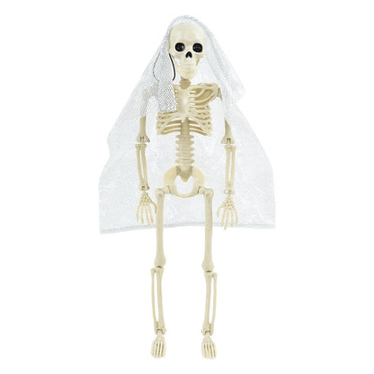 40cm Halloween Movable Skeleton Fake Human Skull Bones Halloween Party Home Bar Decorations Haunted House Horror Props Ornament