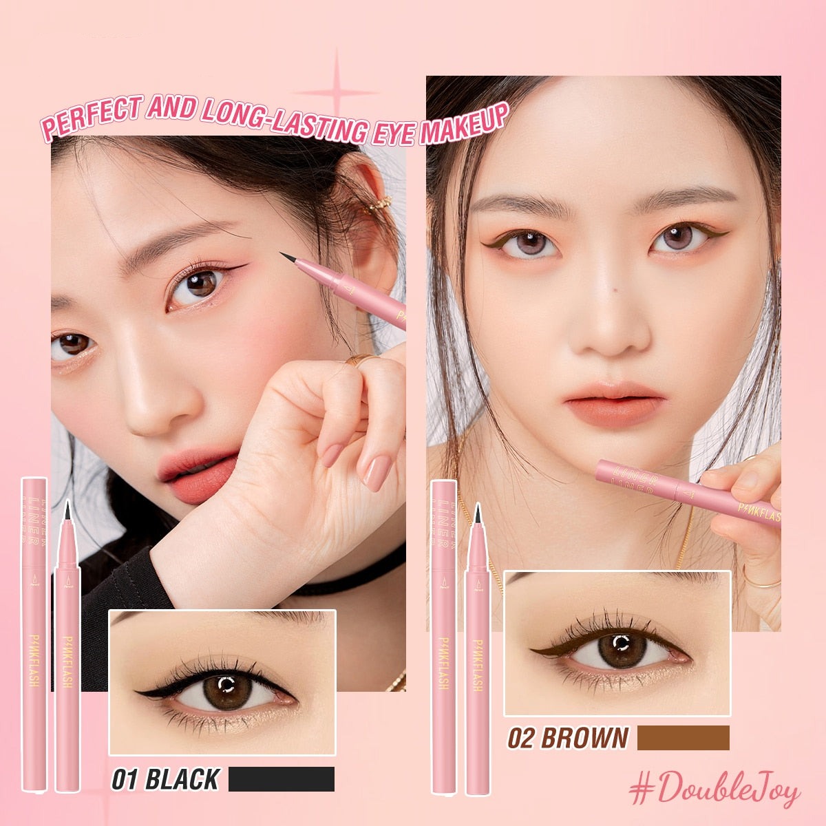 DoubleJoy Hypersharp Quick-drying Waterproof Black Liquid Eyeliner for Perfect Long-lasting Eye Liner Pencil Makeup