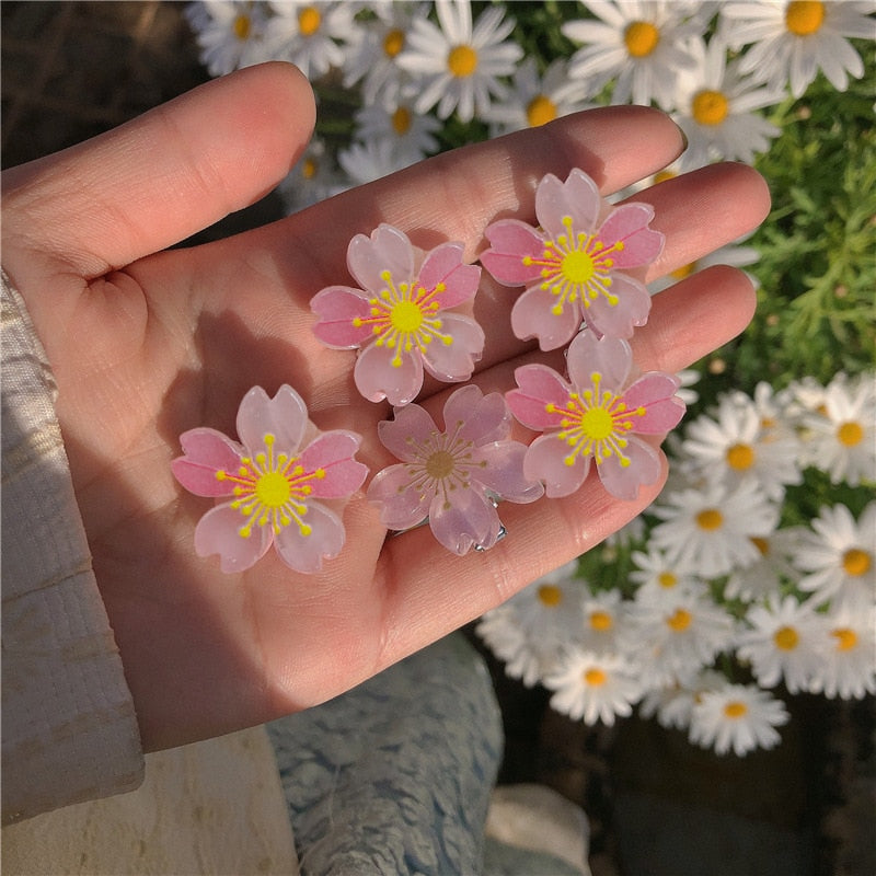 5pcs Girls Transparent Butterfly Pink Hairpin Children Fashion Heart-Shape Hair Clips Women Barrettes Headband Hair Accessories