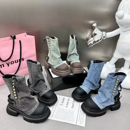 qgtao Comemore  Summer Flats Ankle Cowboy Chelsea Boots Winter Fad Platform Gladiator Goth Shoes 2024 Chunky Motorcycle Women cowboy