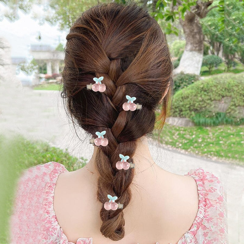 5pcs Girls Transparent Butterfly Pink Hairpin Children Fashion Heart-Shape Hair Clips Women Barrettes Headband Hair Accessories