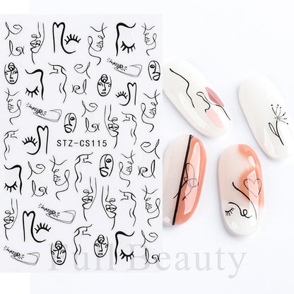 3D Christmas Sticker for Nails Cute Cartoon Sliders Snowflake Elk Xmas Tree Decal Gel Polisn Manicure Nail Art Decor SACA717-724