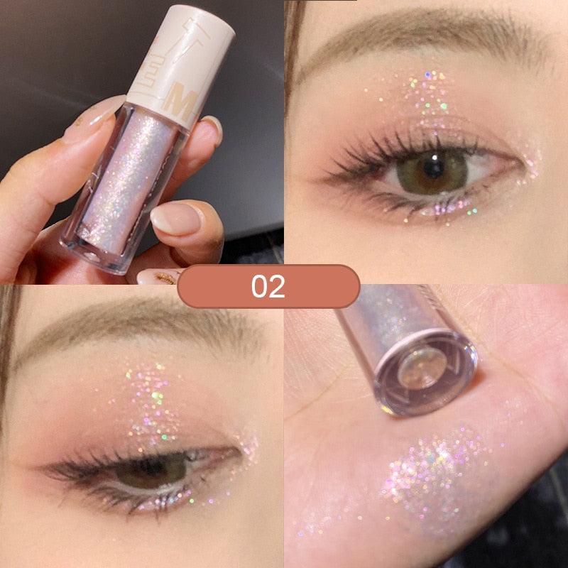 Liquid Eyeshadow Easy To Wear Pearlescent Liquid Eyeliner Glitter Lying Highlight Eye Shadow Long-lasting Glitter Eye Makeup