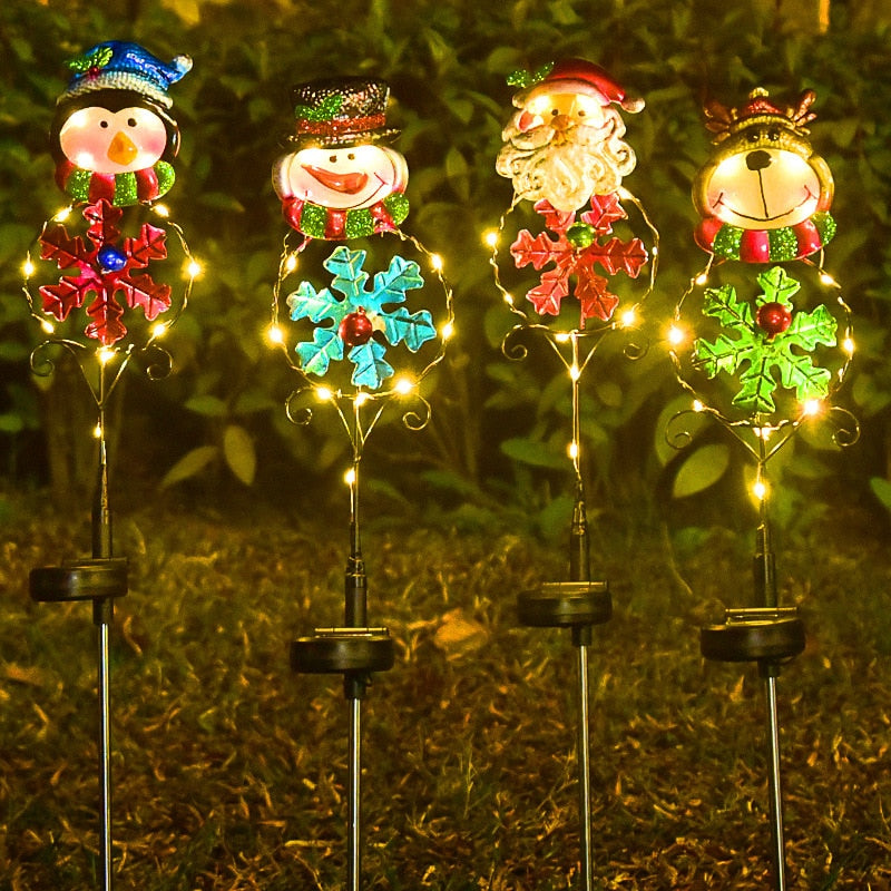 qgtao  Christmas Solar LED Garden Light Yard Lawn Snowman Elk Penguin Night Lamp Landscape Garden Home Decoration Outdoor Santa Claus
