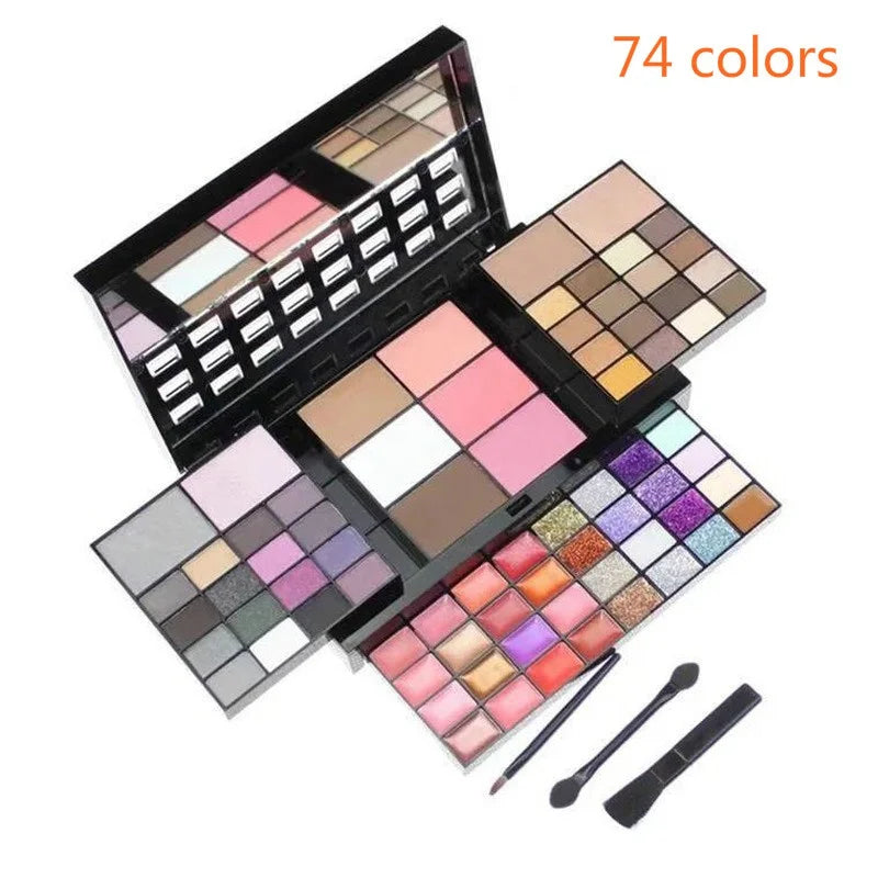 qgtao 40/74/78 Colors Glitter Eyeshadow Palette Matte Waterproof Long Lasting Pressed Powder Cosmetics Kit  Fashion Women MakeUp Tools