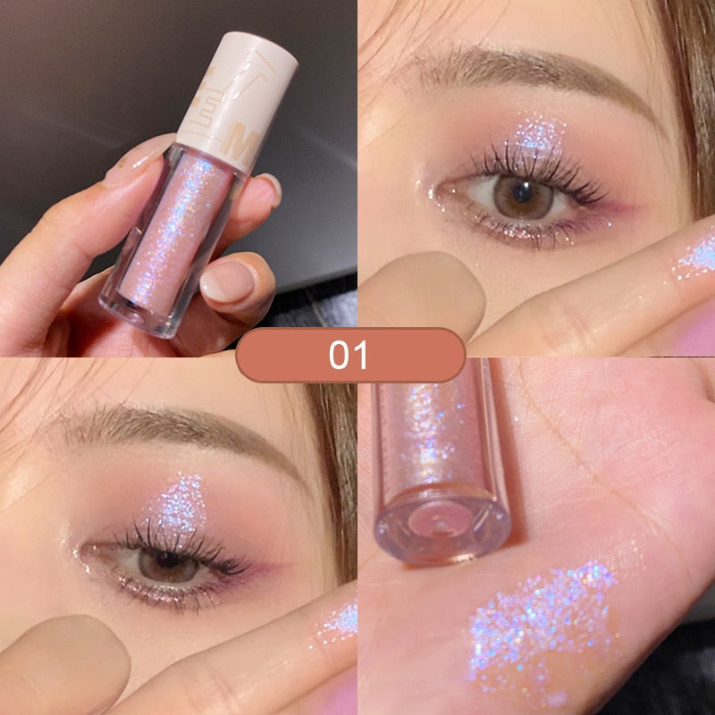 Liquid Eyeshadow Easy To Wear Pearlescent Liquid Eyeliner Glitter Lying Highlight Eye Shadow Long-lasting Glitter Eye Makeup