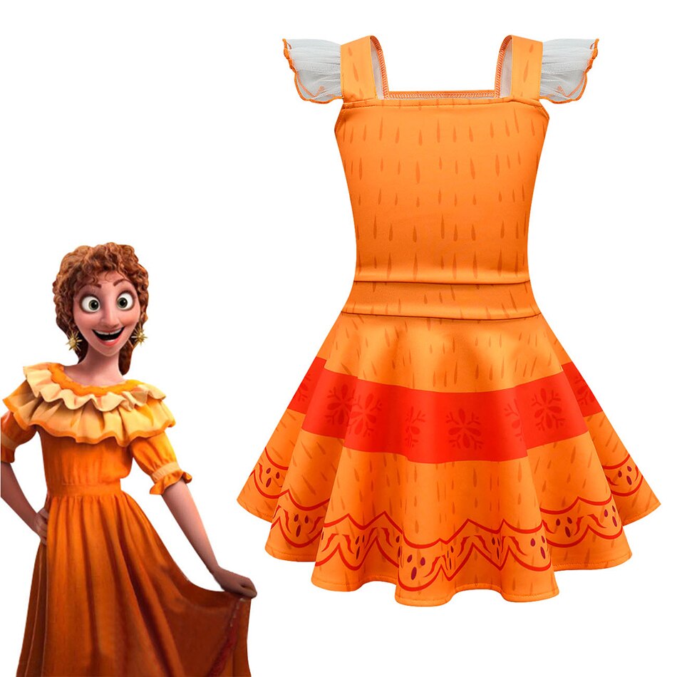 2022 Summer Girls Encanto Charm Isabela Dress Mirabel Costume Frozen Princess Elsa Anna Cinderella Kids Clothes Prom Party Dress