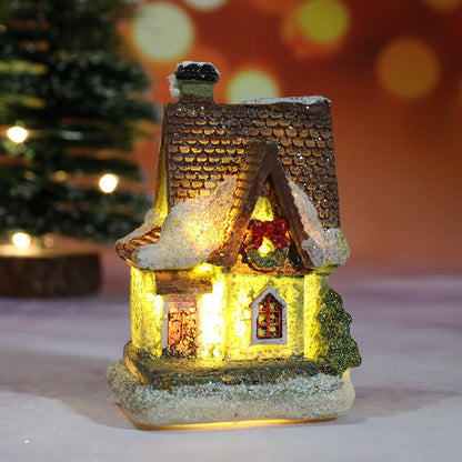 Christmas Decorations Holiday Village Set Lighted Xmas Village Houses with Figurines Small Christmas Scene Gift Home Ornament