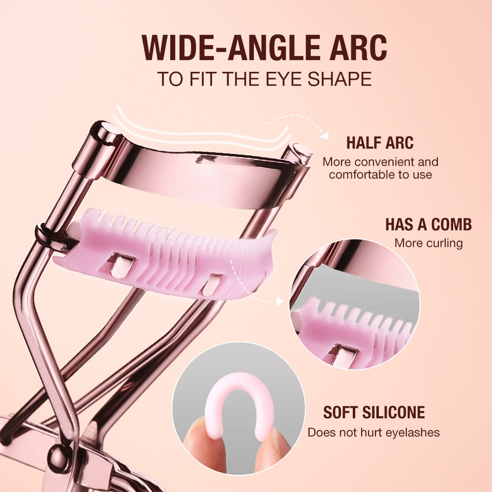 Eyelash Curler Comb Eyelashes Fits All Eye Shapes Lash Lift Curling Clip Eye Makeup Tools With 1 Silicone Refill Pads