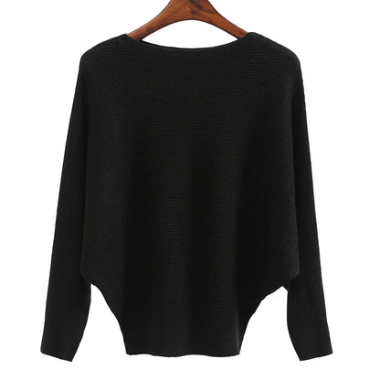 qgtao Winter 2024 Boat Neck Batwing Sweaters Pullovers Women Casual Cashmere Sweater Plus Size Knit Jumpers Tops Pull Femme