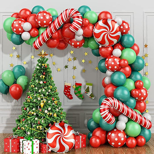 Christmas Balloon Arch Green Red White Gold Candy Cane Balloons Garland Kit New Year Xmas Christma Party Decorations Balloons
