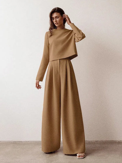 Mnealways18 Classic Wide Pants Floor-Length Pleated Loose Women Trousers Spring Wide Leg Pants Vintage Female Palazzo Pants 2024