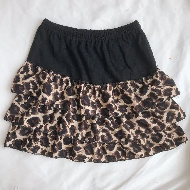 qgtao Leopard Print Mini Skirt Women Trashy Y2k 2000s Layered Ruffle Cheetah Print Skirt Harajuku Vintage Summer Streetwear