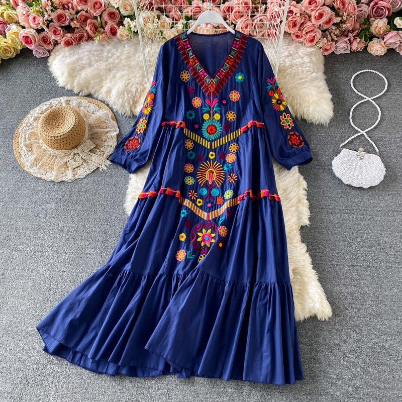 Bohemian Embroidery Mini Dress