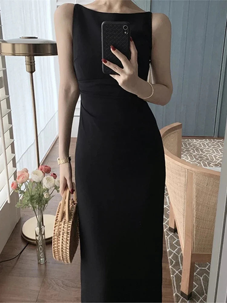 qgtao New Women Summer Fashion Spaghetti Strap Sleeveless Sexy Dress Female Elegant Evening Midi Dress