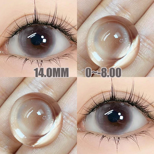 qgtao 1Pair Natural Colored Contact Lenses with Prescription Myopia Lenses Pink Brown Lenses Yearly High Quality Korean Lenses