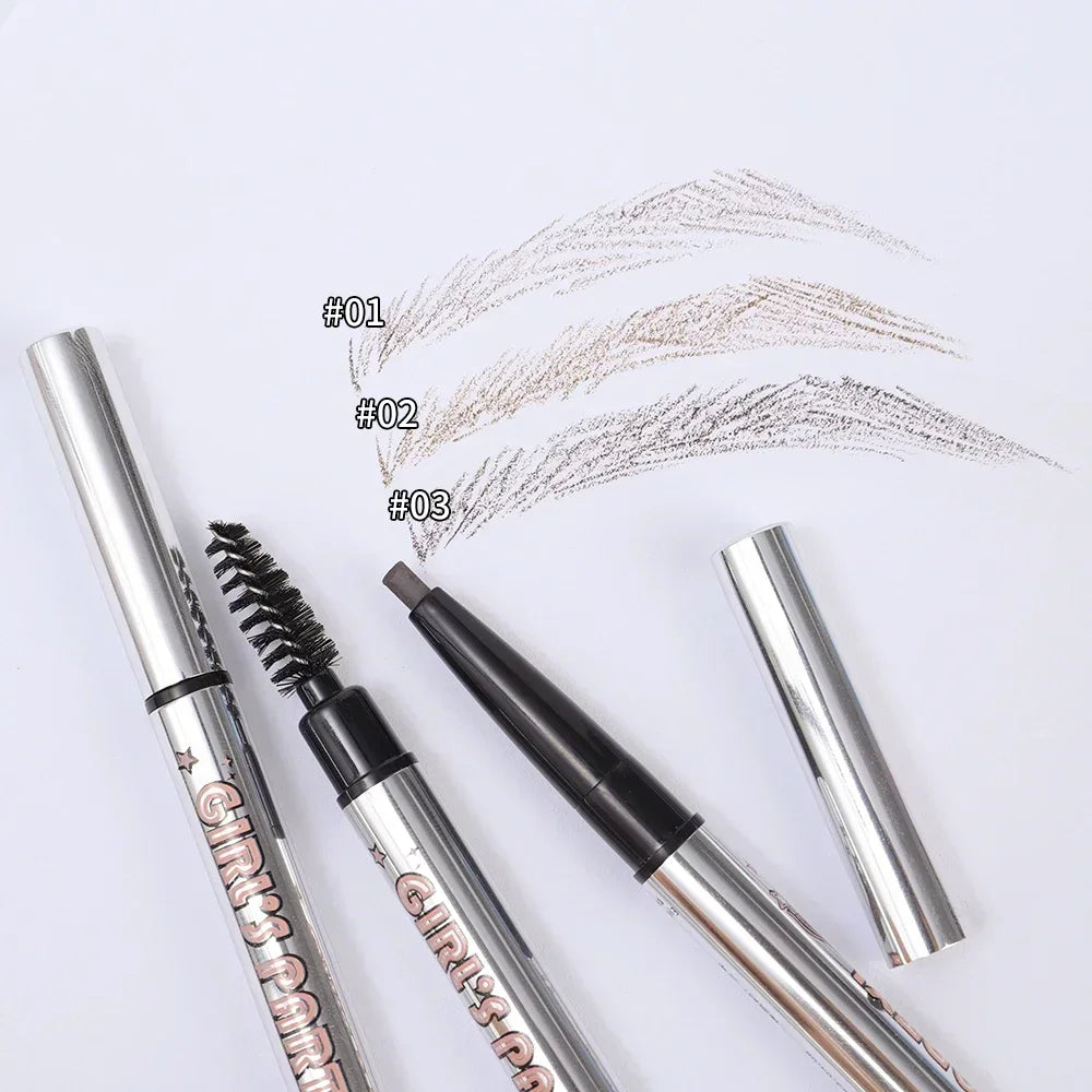 qgtao  -  Waterproof Rotatable Coffee Brown Gray Eyebrow Pencil Lasting No Blooming Smooth Matte Double Head Eyebrow Tattoo Pen Makeup