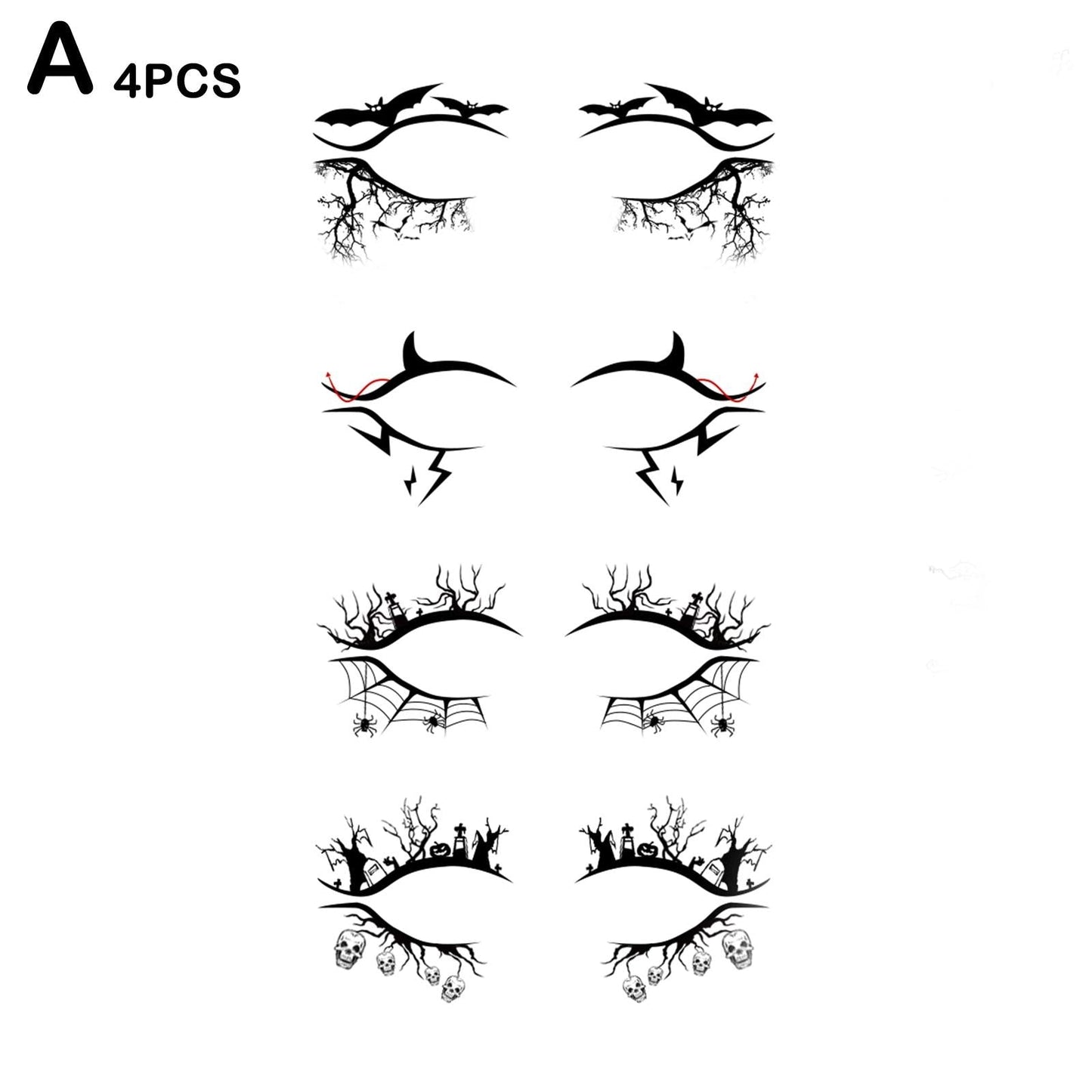 4pc/Set Eye Shadow Tattoo Temporary Tattoos Sticker Women Halloween Party Eye Makeup Stickers Face Waterproof Fake Tatto Eye Art