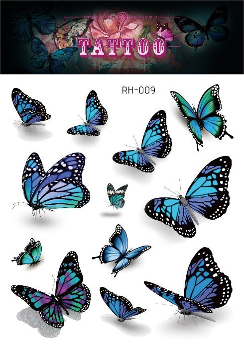 Fairy Butterfly Wings Shiny Tattoo Sticker Waterproof Eyes Face Hand Body Art Fake Tattoos Women Makeup Dance Music Festival