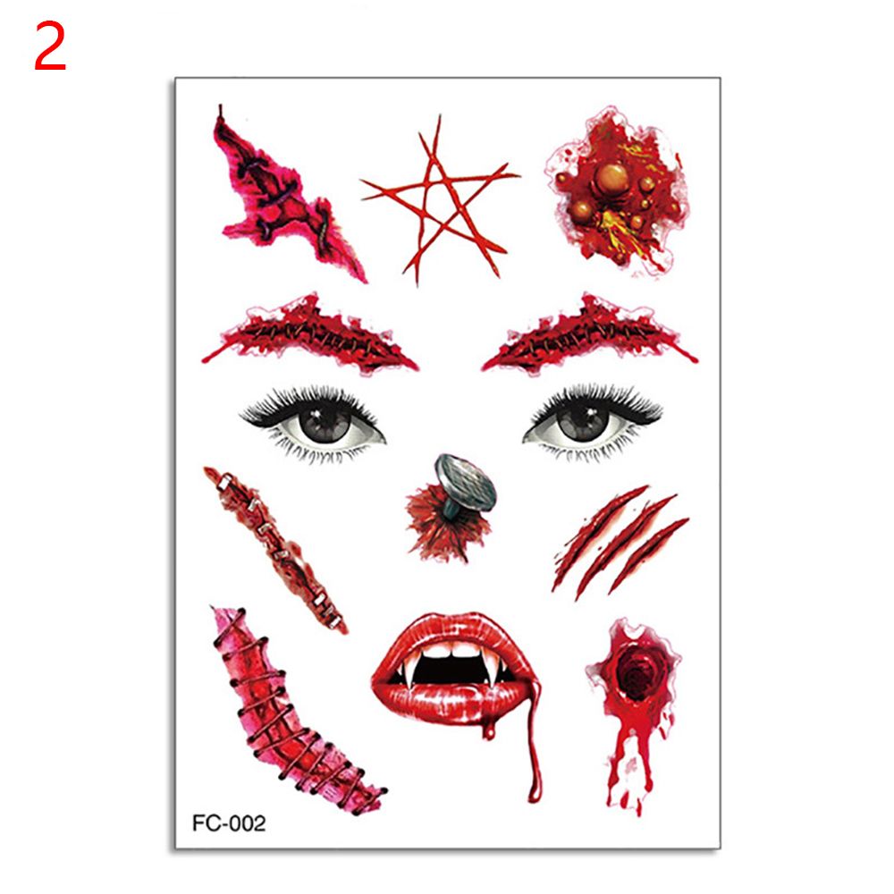 Waterproof Facial Makeup Sticker Special Face tattoo Day Of The Dead Skull Face Dress Up Halloween Temporary Tattoo Stickers