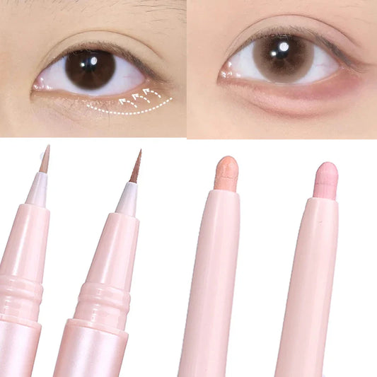 qgtao Double Ended Lying Silkworm Pencil Highlighter Makeup Pen enlarge eyes Under Eye Highlighter Makeup Stick Slim & soft  tip