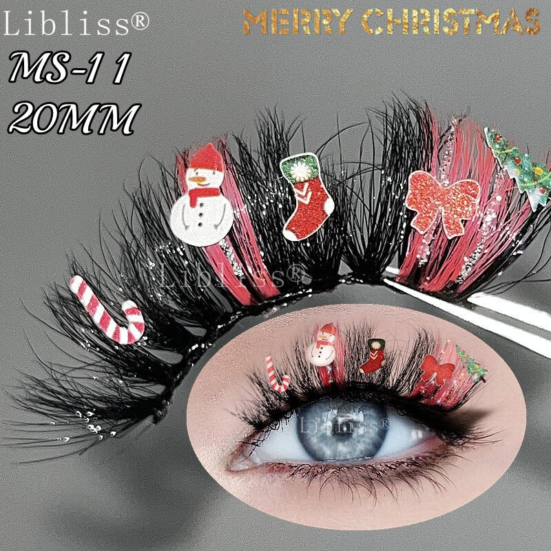 15-20MM Party Fluffy Halloween Christmas Mink Lashes Vendor 3D 5D Glitter Colored Fake Eyelashes Box Package Makeup Tools