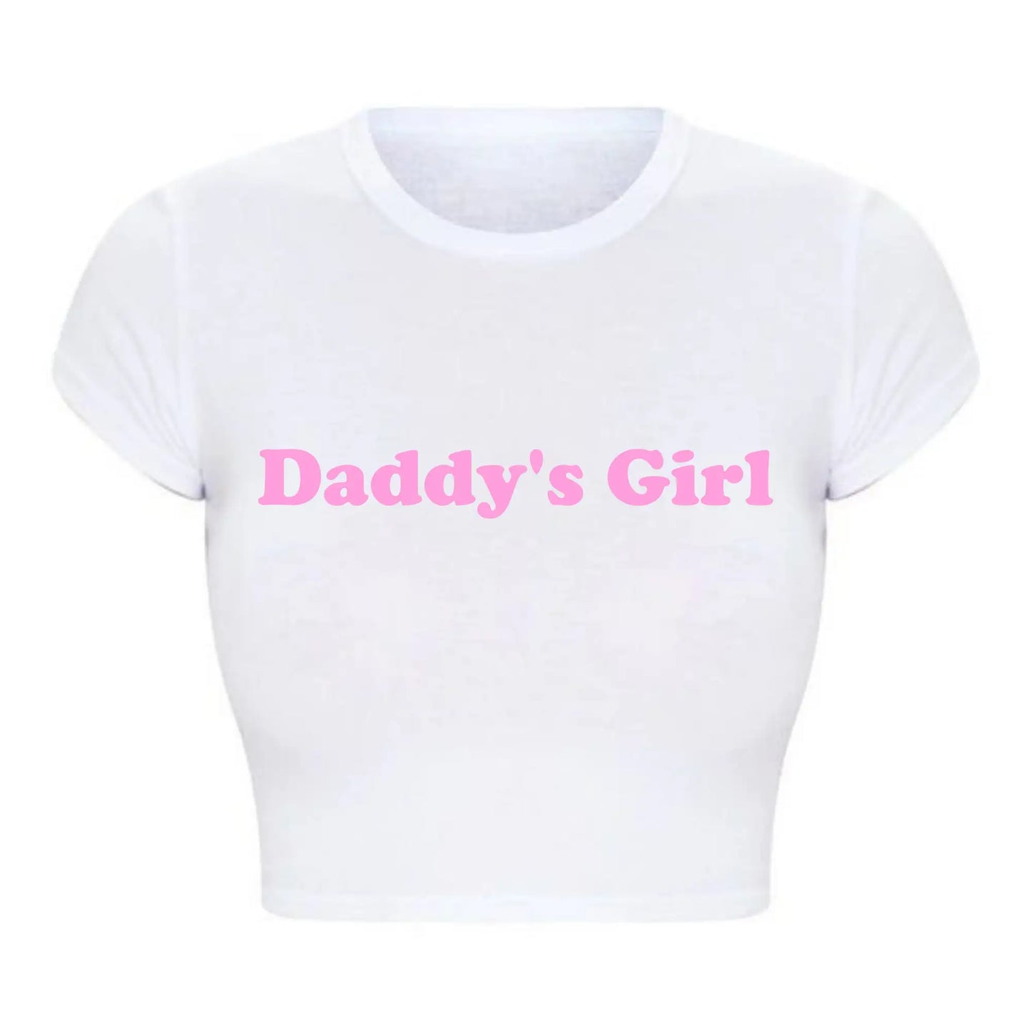 Daddy's Girl Funny Letters Print Women Cropped Top Harajuku Kawaii Clothes 2000s Grunge T Shirt Baby Tee Tshirt Dropshipping