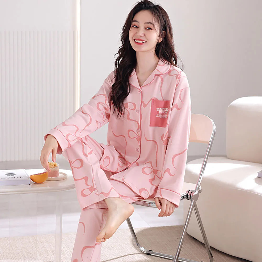 qgtao M-3XL 100% Cotton Soft Women's Pajama Sets Free Shipping Spring Autumn Sleepwear for Sleeping Korean Style Cute Home Clothes