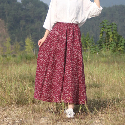 Summer Ethnic Style Cotton Linen Bohemian Streetwear Y2k Skirt Fashion Clothes Long Skirts Women Clothing Casual Vintage Elegant