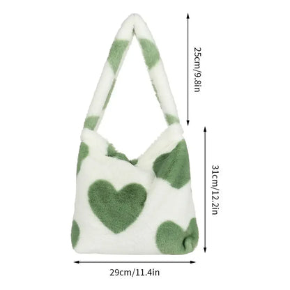 qgtao Women Fluffy Shoulder Bag Top-handle Bag Female Autumn Winter Handbag Plush Tote Girls Fashion Shopping Bags Handbags for Women