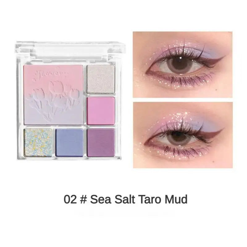 qgtao  6 Colors Eyeshadow Palette Blue Pink Color Pearly Matte Glitter Eyeshadow Pallete Shiny Eye Shadow Women Makeup Eye Pigments New