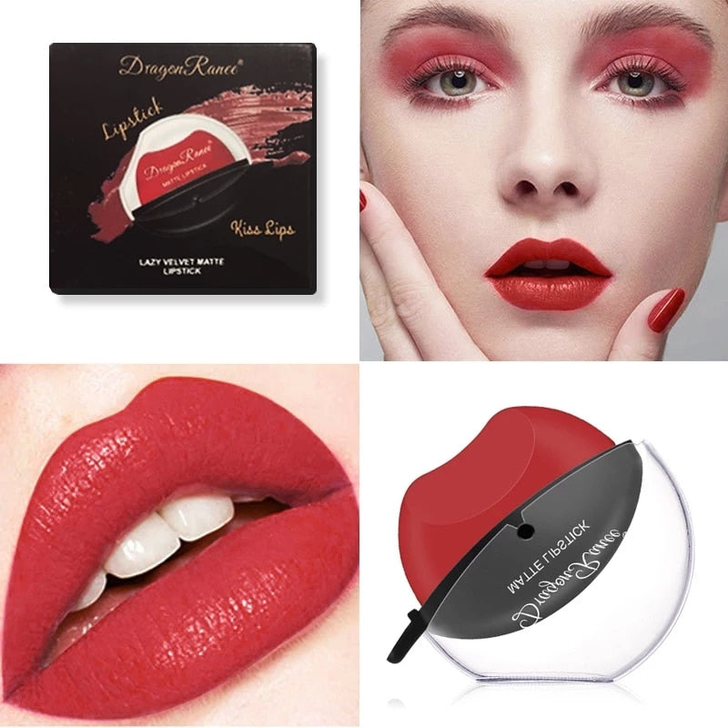 Waterproof Long Lasting Non-stick Cup Lip Gloss Makeup Red Lip Tint Lazy Lipstick Velvet Matte Sexy Red Lip-shaped Moisturizing