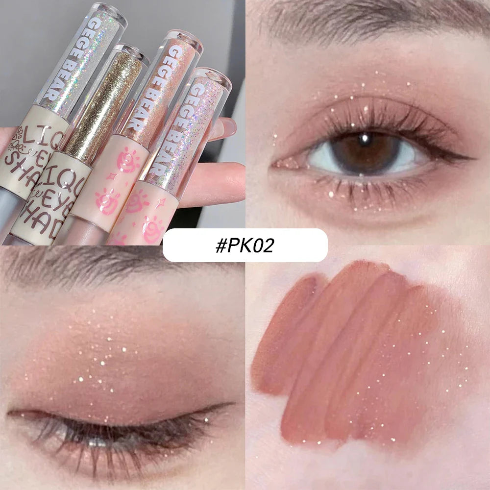 qgtao  2 In 1 Double-head Glitter Liquid Eyeshadow Brightening Lightweight Waterproof Matte Blue Lying Silkworm Highlighter Eyes Makeup