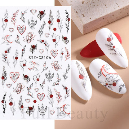 3D Christmas Sticker for Nails Cute Cartoon Sliders Snowflake Elk Xmas Tree Decal Gel Polisn Manicure Nail Art Decor SACA717-724