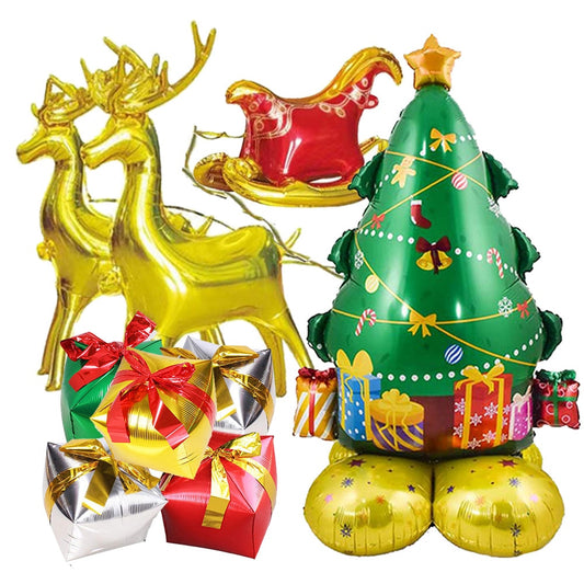 1pc Gold Standing Deer Balloons Reindeer Santa Sled Sock Foil Balloons Xmas ornaments Christmas Party Decoration Inflatable Toys