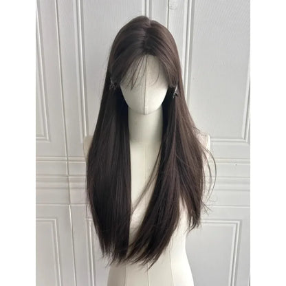 OKLULU  -  Temperament Black Wig Long Black Hair Headband Lace Front Wigs Natural Comfortable Fluffy Long Straight Wig for Daily Use