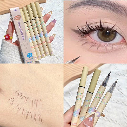 Ultra-Fine Waterproof Liquid Eyeliner Quick-Drying Lying Silkworm Pencil Grey Brown Lasting Eyelashes Pen Cosmetic Makeup Tools